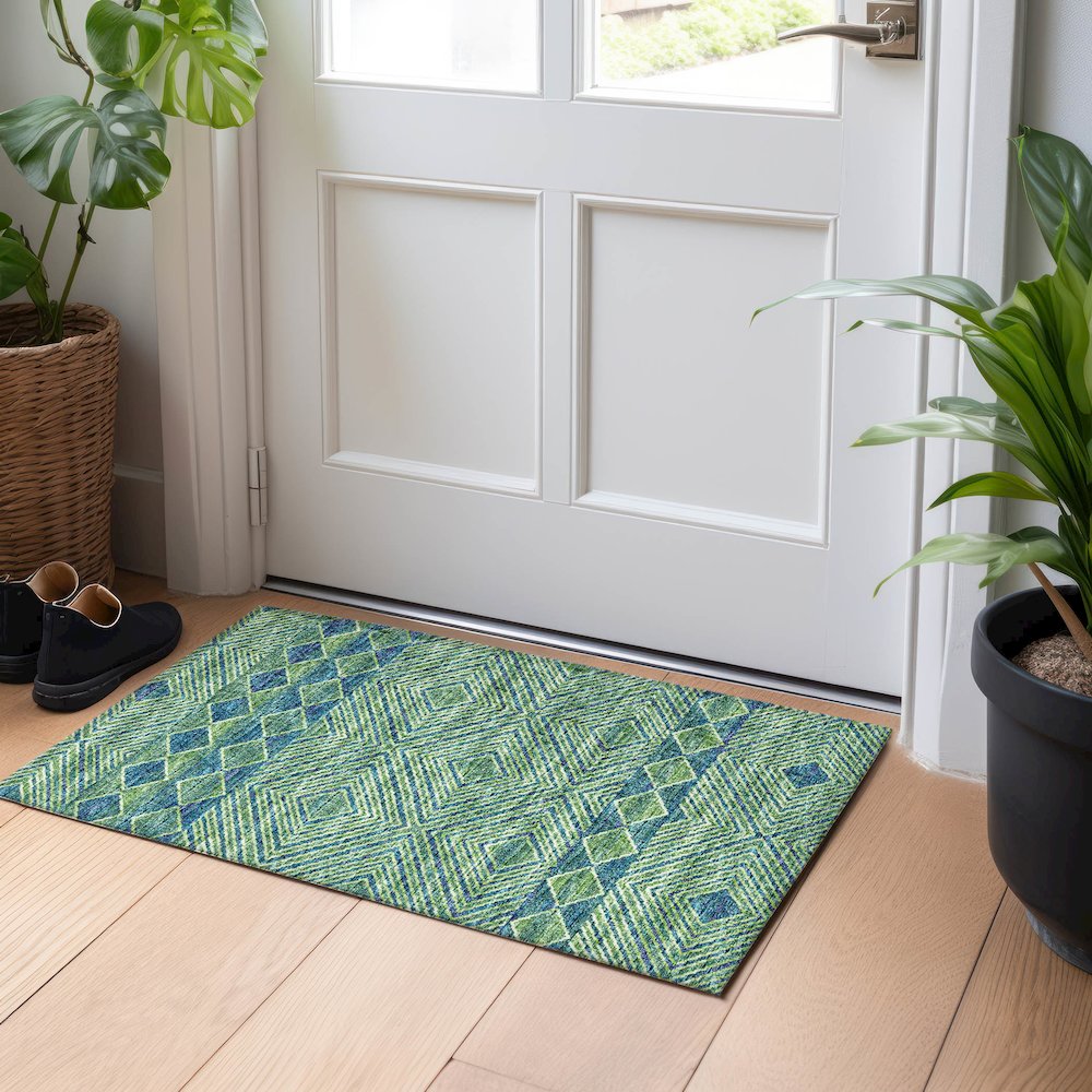 Premium Machine Washable Mayfield  Green 1'8" x 2'6" Rug. Picture 5