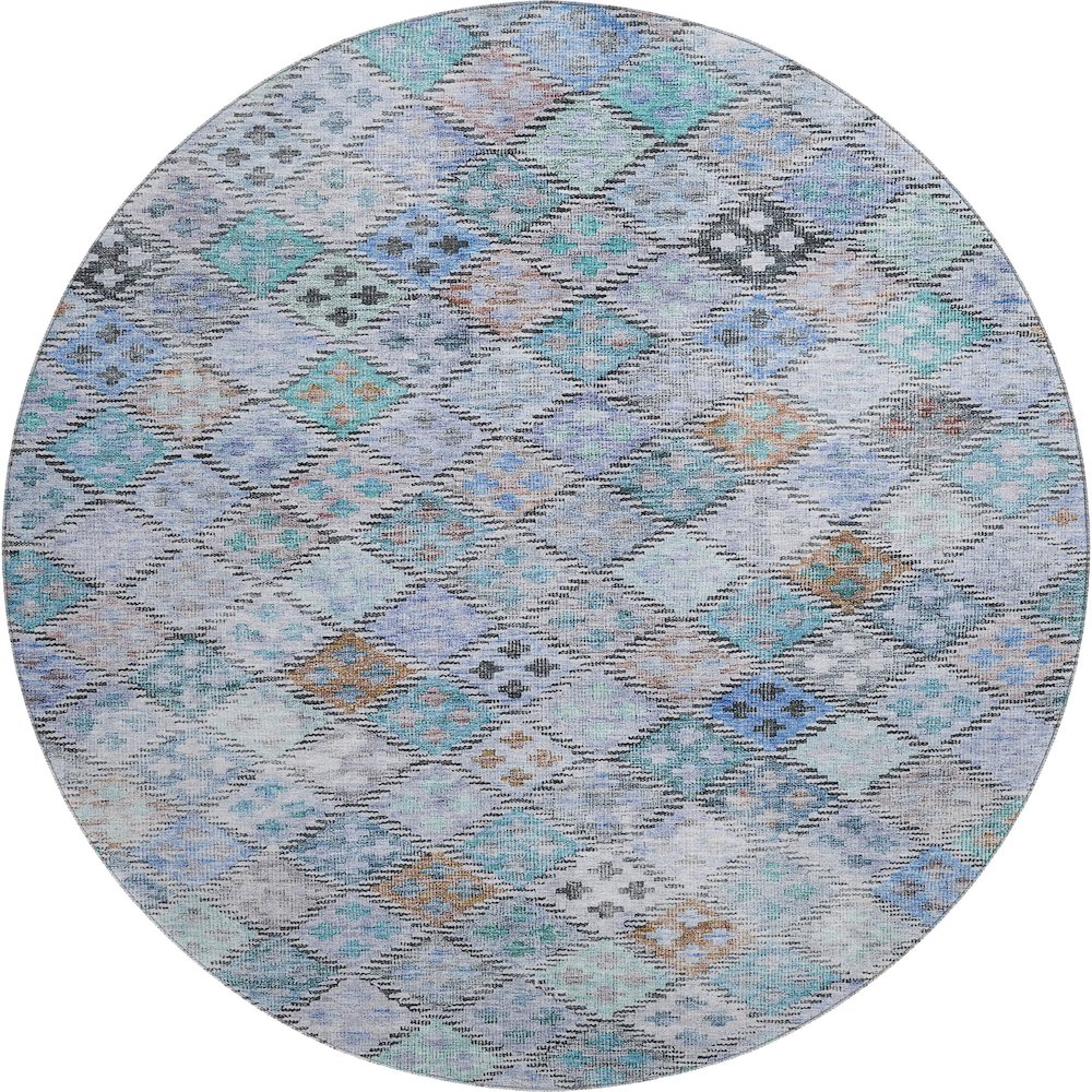 Premium Machine Washable Mayfield AMF1081 Blue 8' x 8' Round Rug. Picture 1