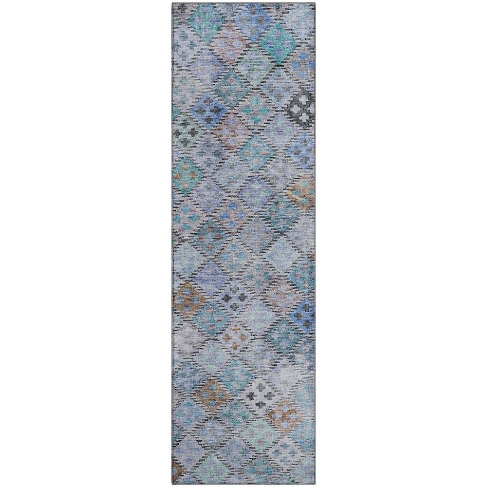Premium Machine Washable Mayfield AMF1081 Blue 2'3" x 7'6" Runner Rug. Picture 1