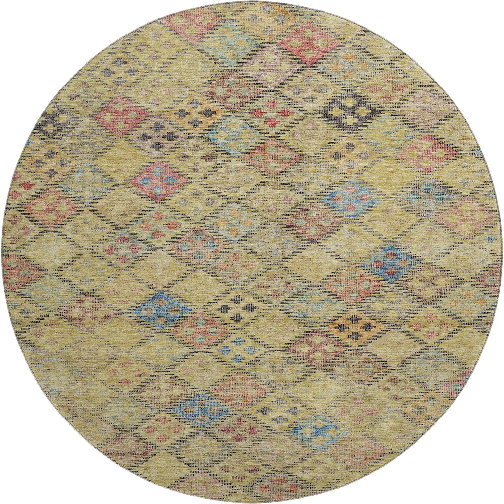 Premium Machine Washable Mayfield AMF1081 Gold 8' x 8' Round Rug. Picture 1