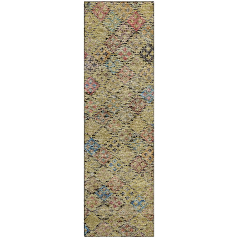 Premium Machine Washable Mayfield AMF1081 Gold 2'3" x 7'6" Runner Rug. Picture 1