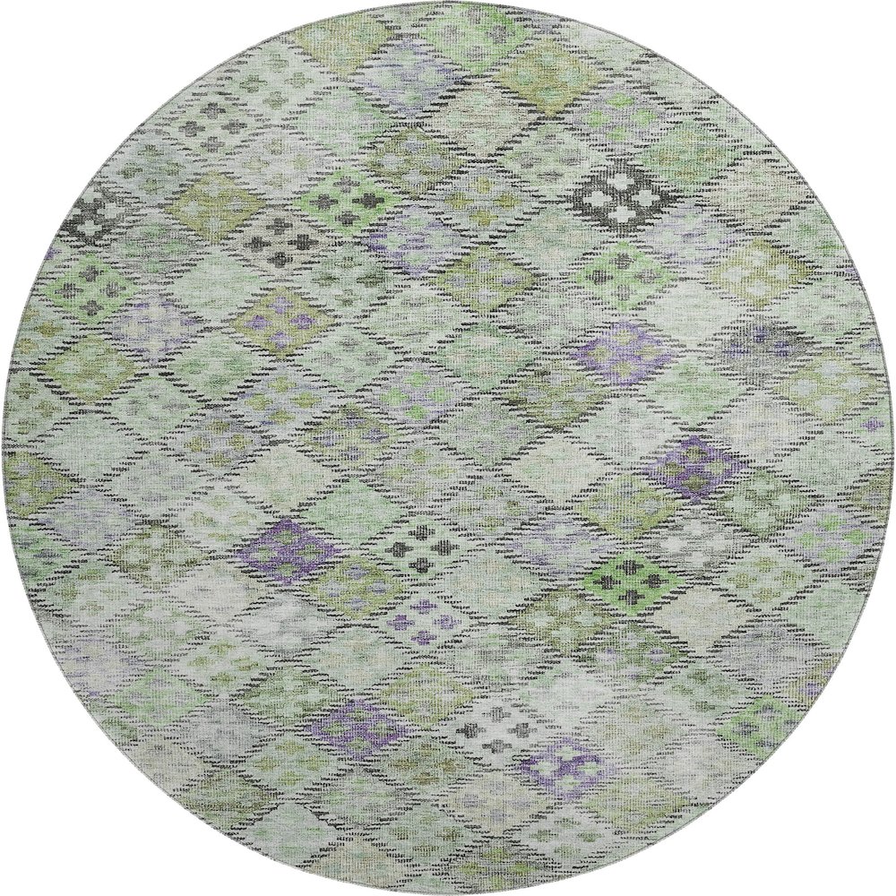 Premium Machine Washable Mayfield AMF1081 Green 8' x 8' Round Rug. Picture 1