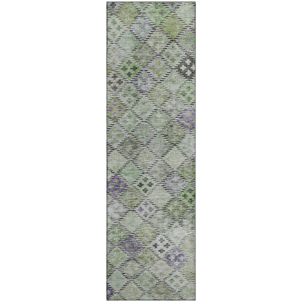 Premium Machine Washable Mayfield AMF1081 Green 2'3" x 7'6" Runner Rug. Picture 1