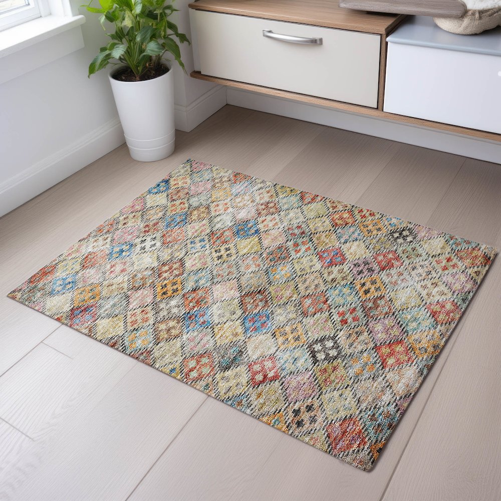 Premium Machine Washable Mayfield AMF1081 Paprika 1'8" x 2'6" Rug. Picture 5