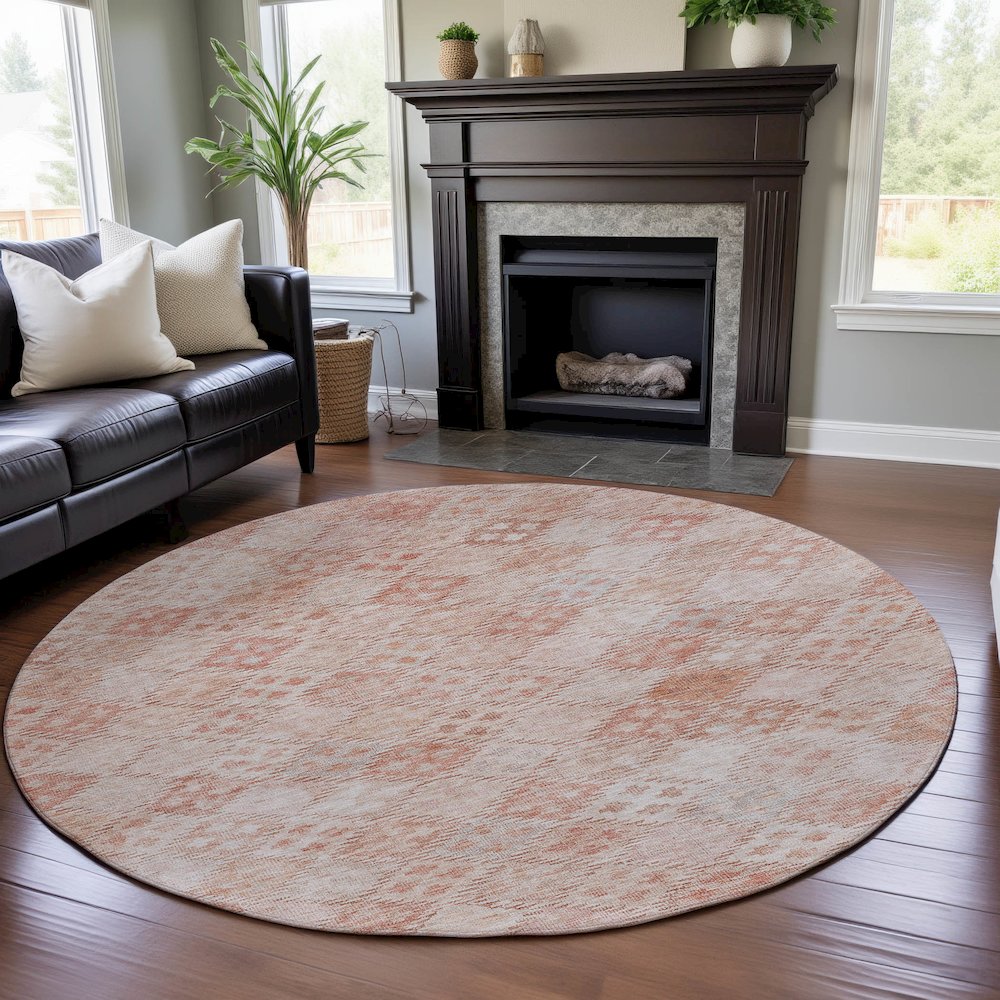 Premium Machine Washable Mayfield AMF1081 Pink 8' x 8' Round Rug. Picture 5