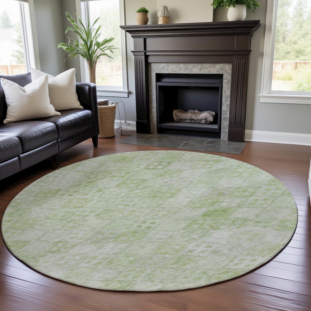 Premium Machine Washable Mayfield AMF1081 Sage 8' x 8' Round Rug. Picture 5
