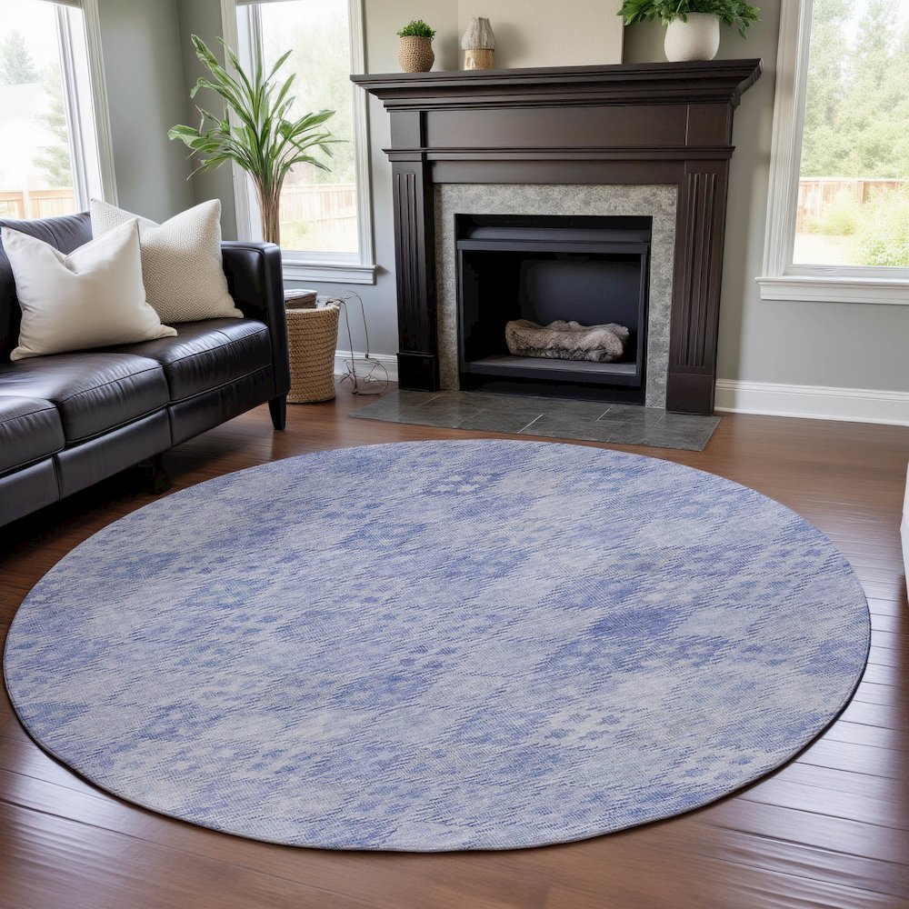 Premium Machine Washable Mayfield AMF1081 Sky 8' x 8' Round Rug. Picture 5