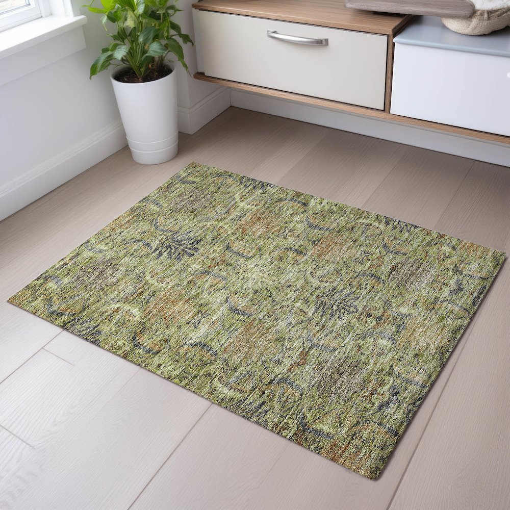 Premium Machine Washable Mayfield AMF1082 Aloe 1'8" x 2'6" Rug. Picture 5