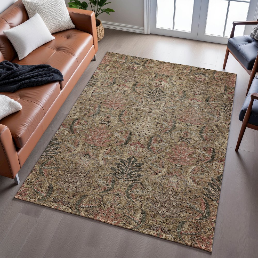 Premium Machine Washable Mayfield AMF1082 Brown 2'6" x 3'10" Rug. Picture 6