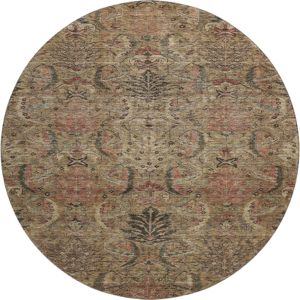 Premium Machine Washable Mayfield AMF1082 Brown 8' x 8' Round Rug. Picture 1