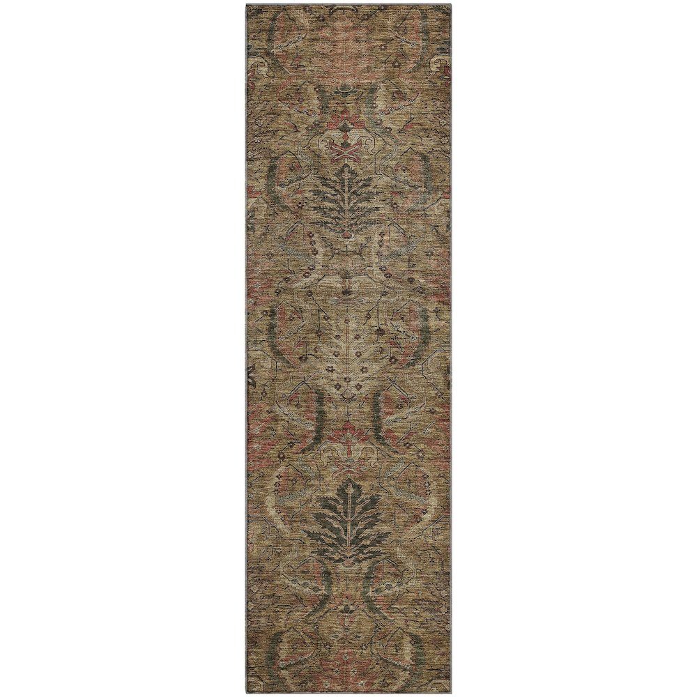 Premium Machine Washable Mayfield AMF1082 Brown 2'3" x 7'6" Runner Rug. Picture 1