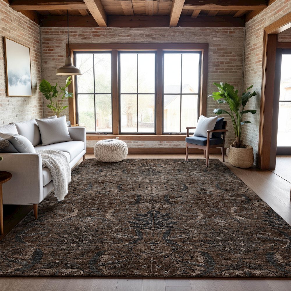 Premium Machine Washable Mayfield AMF1082 Fudge 2'6" x 3'10" Rug. Picture 5