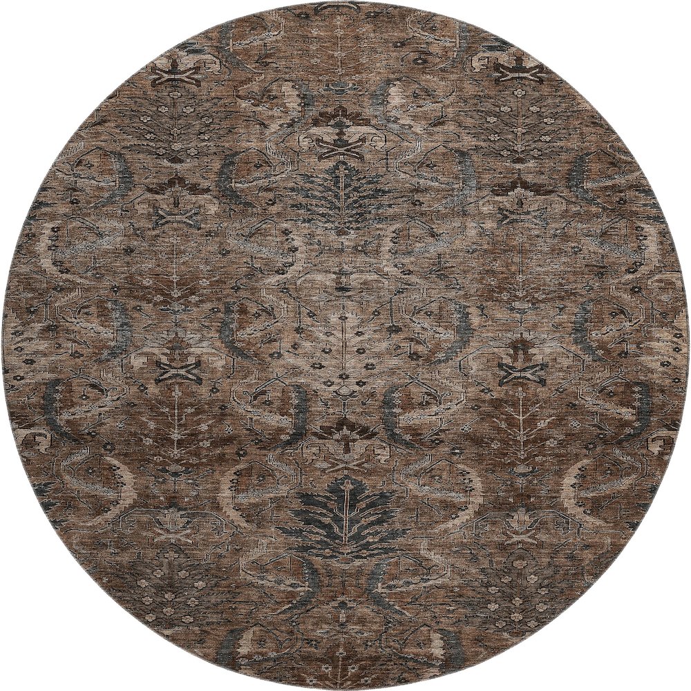 Premium Machine Washable Mayfield AMF1082 Fudge 8' x 8' Round Rug. Picture 1