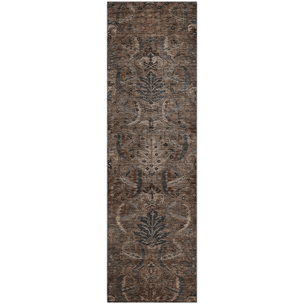 Premium Machine Washable Mayfield AMF1082 Fudge 2'3" x 7'6" Runner Rug. Picture 1