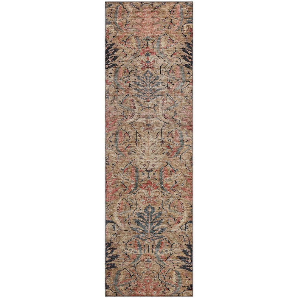 Premium Machine Washable Mayfield AMF1082 Khaki 2'3" x 7'6" Runner Rug. Picture 1
