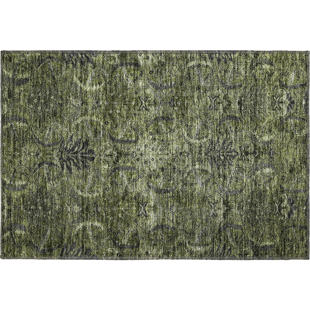 Premium Machine Washable Mayfield AMF1082 Olive 1'8" x 2'6" Rug. Picture 1