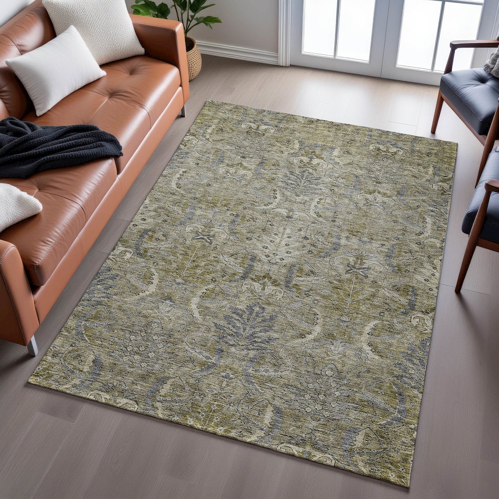 Premium Machine Washable Mayfield AMF1082 Taupe 2'6" x 3'10" Rug. Picture 6