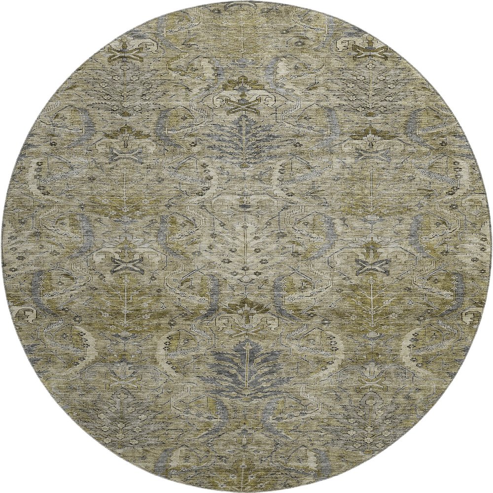 Premium Machine Washable Mayfield AMF1082 Taupe 8' x 8' Round Rug. Picture 1