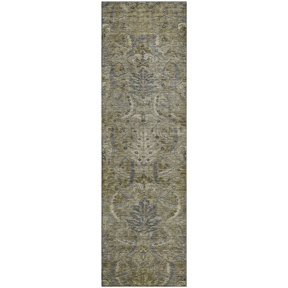 Premium Machine Washable Mayfield AMF1082 Taupe 2'3" x 7'6" Runner Rug. Picture 1