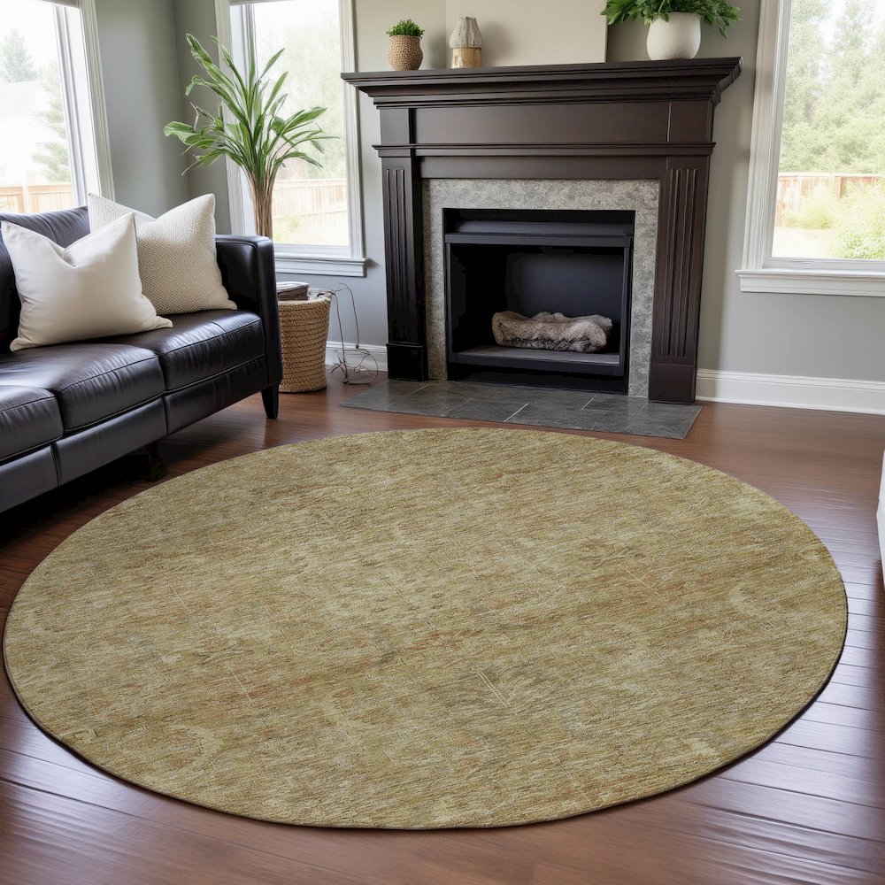 Premium Machine Washable Mayfield AMF1082 Wheat 8' x 8' Round Rug. Picture 5