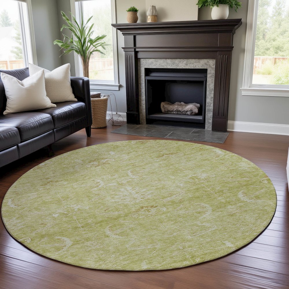 Premium Machine Washable Mayfield AMF1083 Aloe 8' x 8' Round Rug. Picture 5