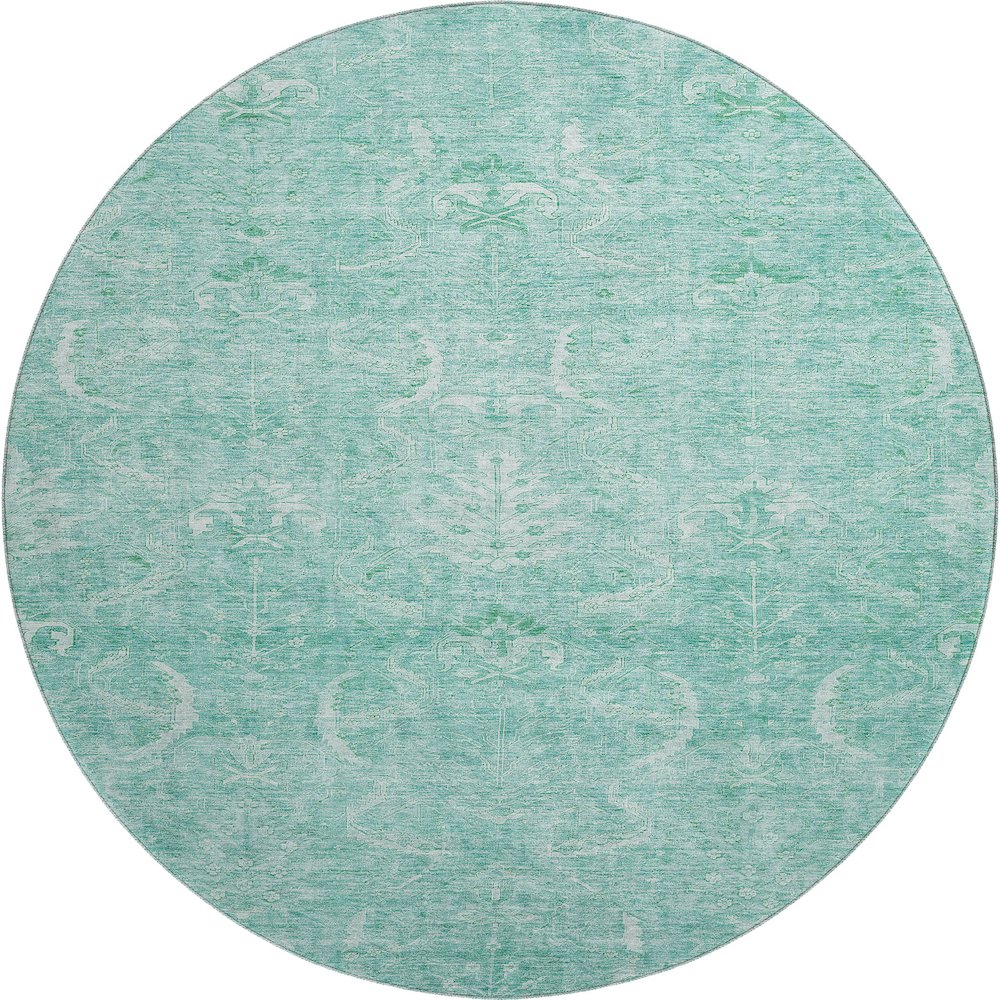 Premium Machine Washable Mayfield AMF1083 Aqua 8' x 8' Round Rug. Picture 1