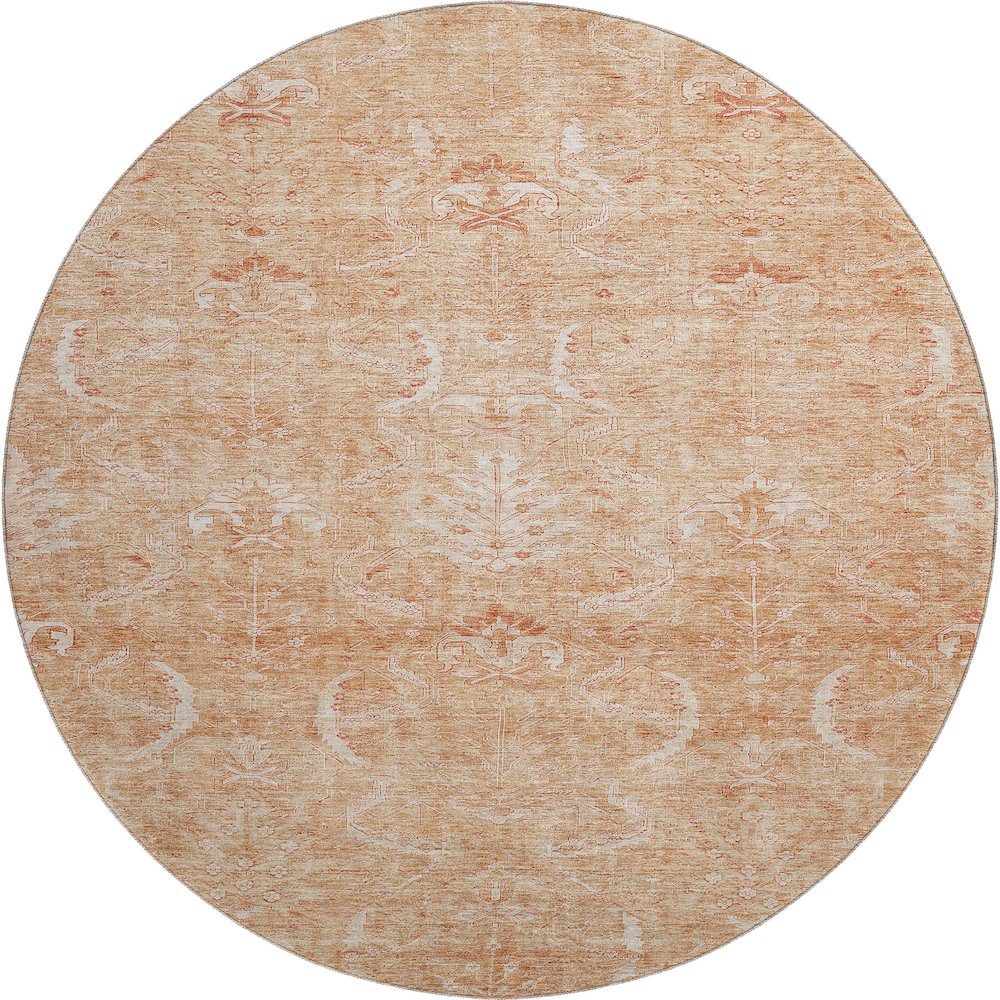 Premium Machine Washable Mayfield AMF1083 Salmon 8' x 8' Round Rug. Picture 1