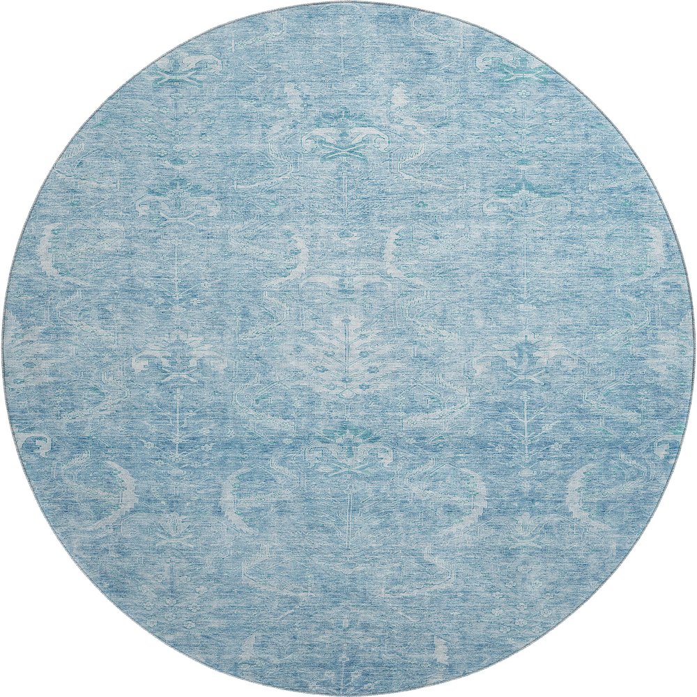 Premium Machine Washable Mayfield AMF1083 Sky 8' x 8' Round Rug. Picture 1