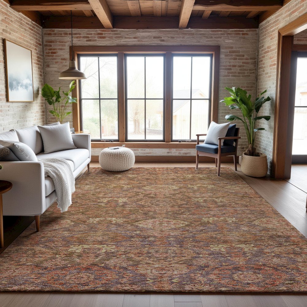 Premium Machine Washable Mayfield AMF1084 Brown 2'6" x 3'10" Rug. Picture 5