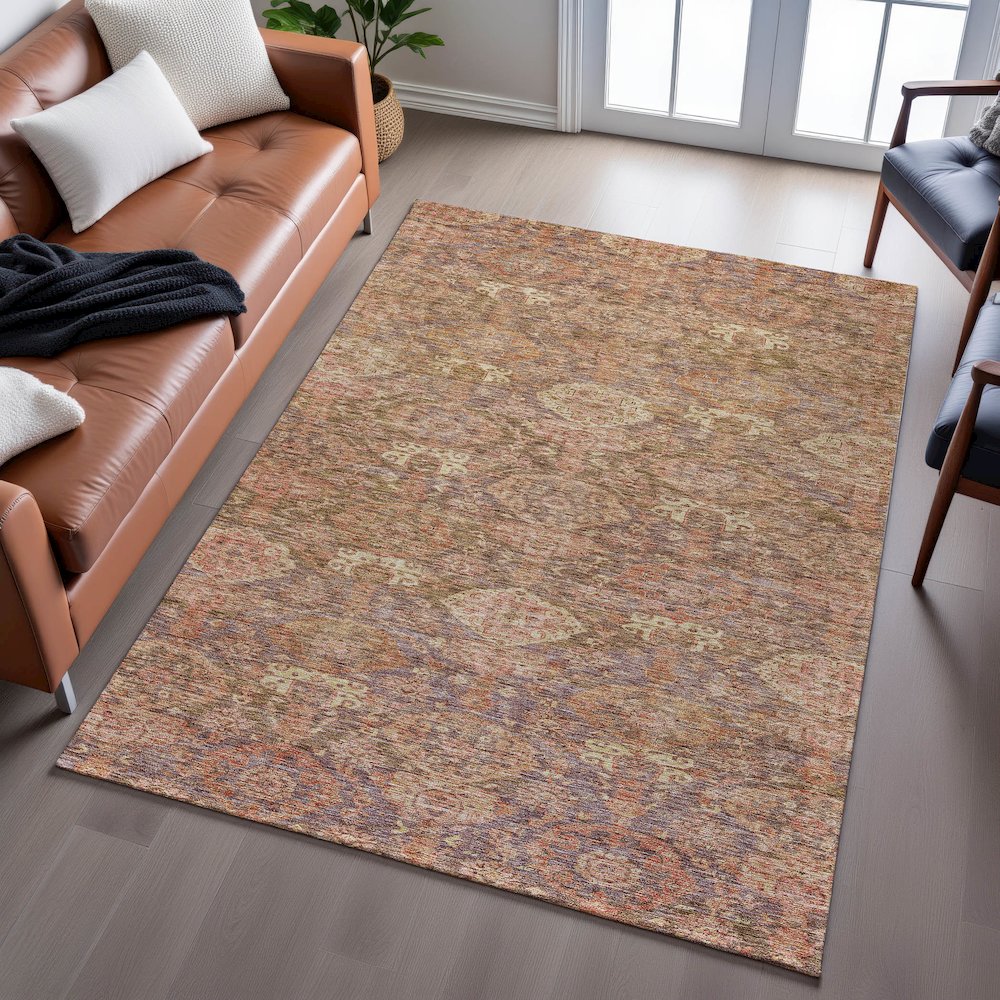 Premium Machine Washable Mayfield AMF1084 Brown 2'6" x 3'10" Rug. Picture 6