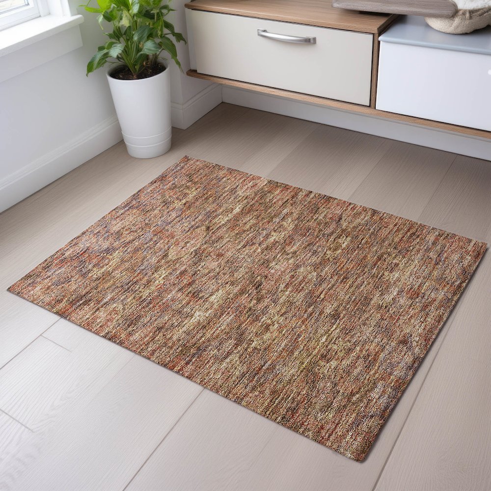 Premium Machine Washable Mayfield AMF1084 Brown 1'8" x 2'6" Rug. Picture 5