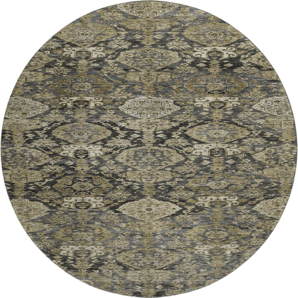 Premium Machine Washable Mayfield AMF1084 Charcoal 8' x 8' Round Rug. Picture 1