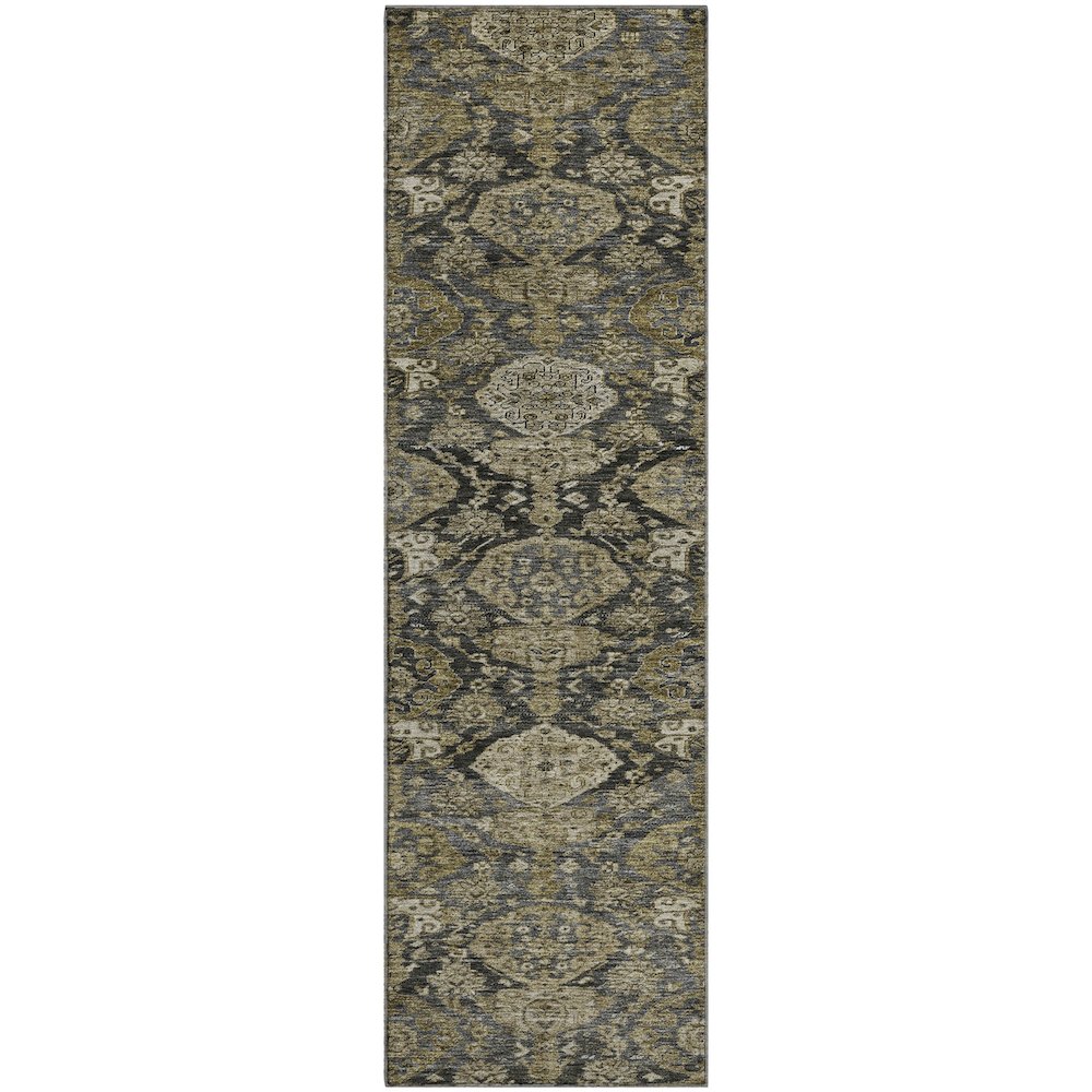 Premium Machine Washable Mayfield AMF1084 Charcoal 2'3" x 7'6" Runner Rug. Picture 1