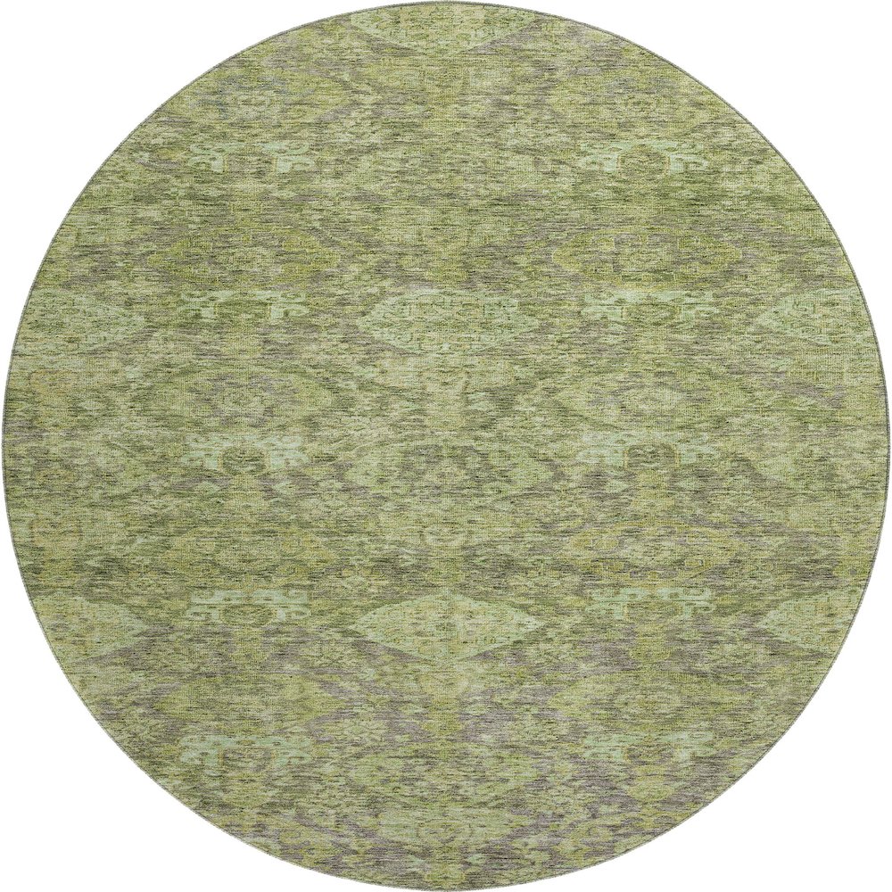 Premium Machine Washable Mayfield AMF1084 Green 8' x 8' Round Rug. Picture 1