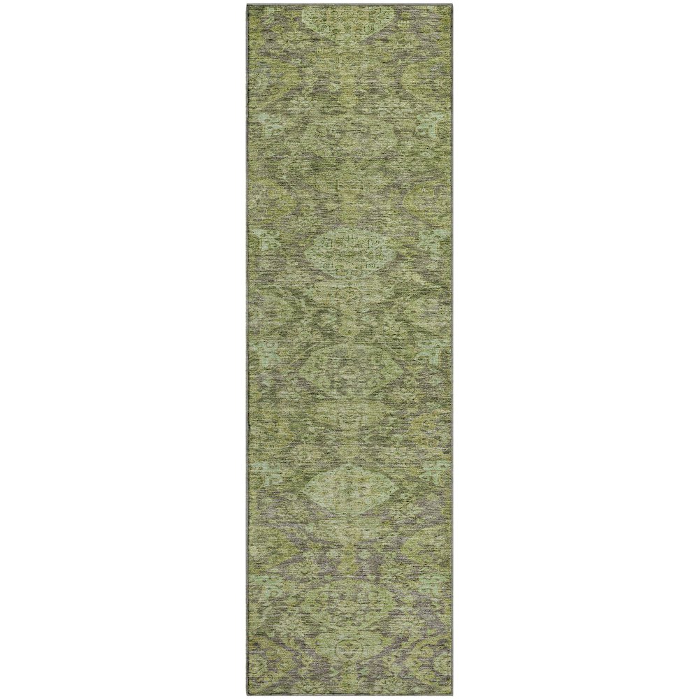 Premium Machine Washable Mayfield AMF1084 Green 2'3" x 7'6" Runner Rug. Picture 1