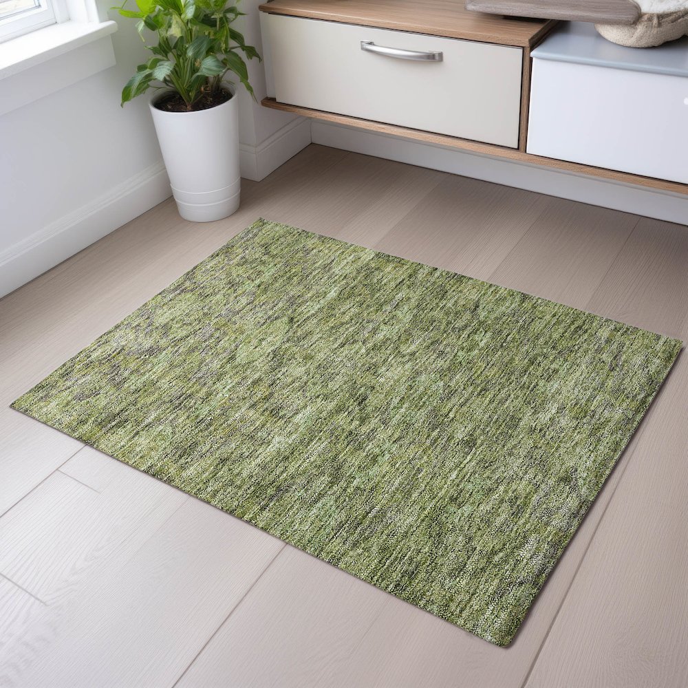 Premium Machine Washable Mayfield AMF1084 Green 1'8" x 2'6" Rug. Picture 5