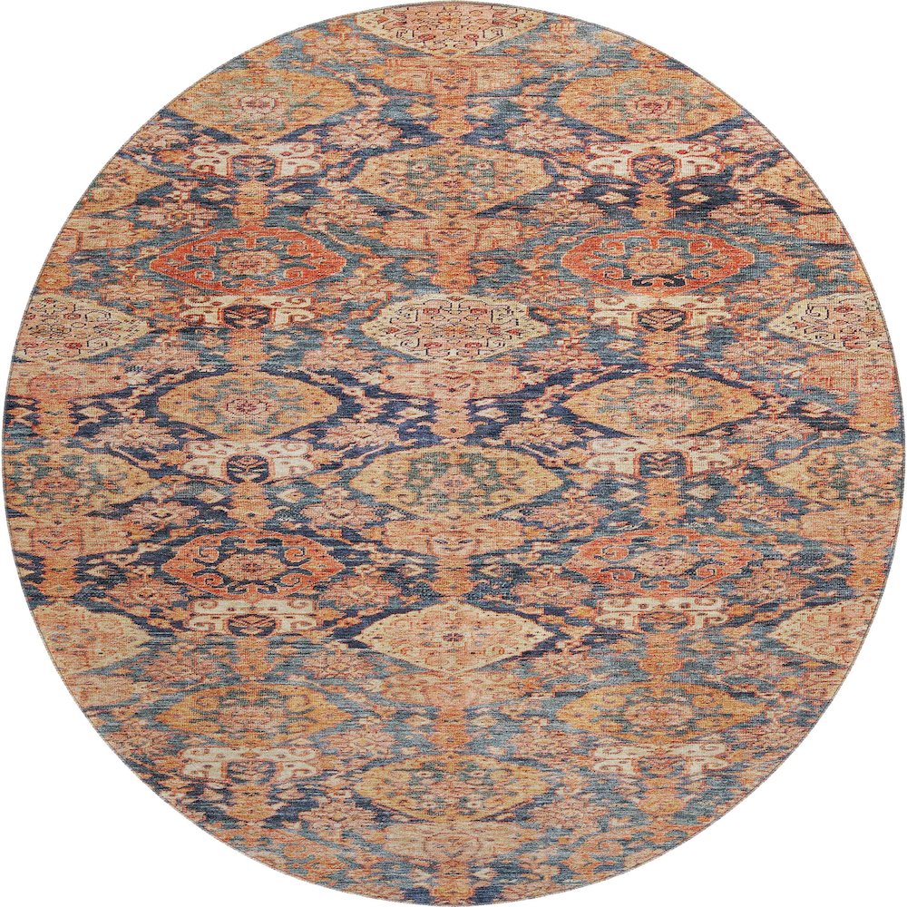 Premium Machine Washable Mayfield AMF1084 Terracotta 8' x 8' Round Rug. Picture 1