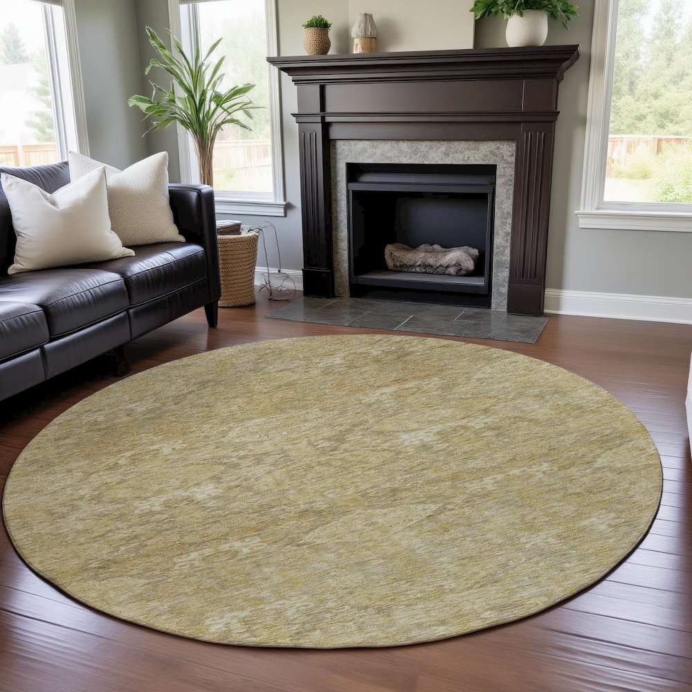 Premium Machine Washable Mayfield AMF1084 Wheat 8' x 8' Round Rug. Picture 5