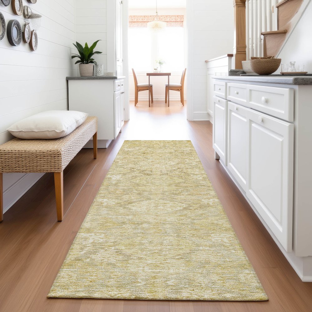 Premium Machine Washable Mayfield AMF1084 Wheat 2'3" x 7'6" Runner Rug. Picture 5