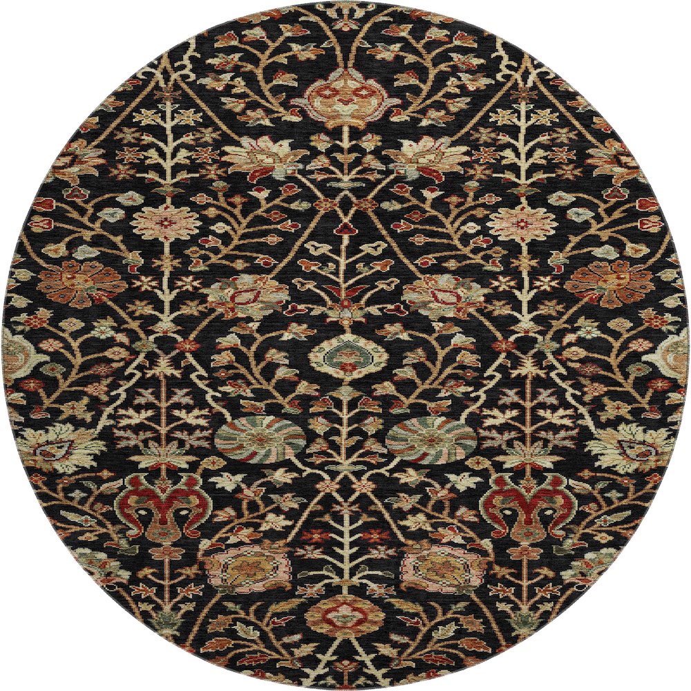 Premium Machine Washable Mayfield AMF1085 Black 8' x 8' Round Rug. Picture 1