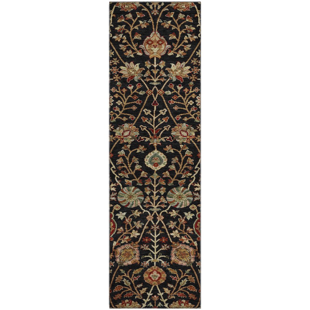 Premium Machine Washable Mayfield AMF1085 Black 2'3" x 7'6" Runner Rug. Picture 1