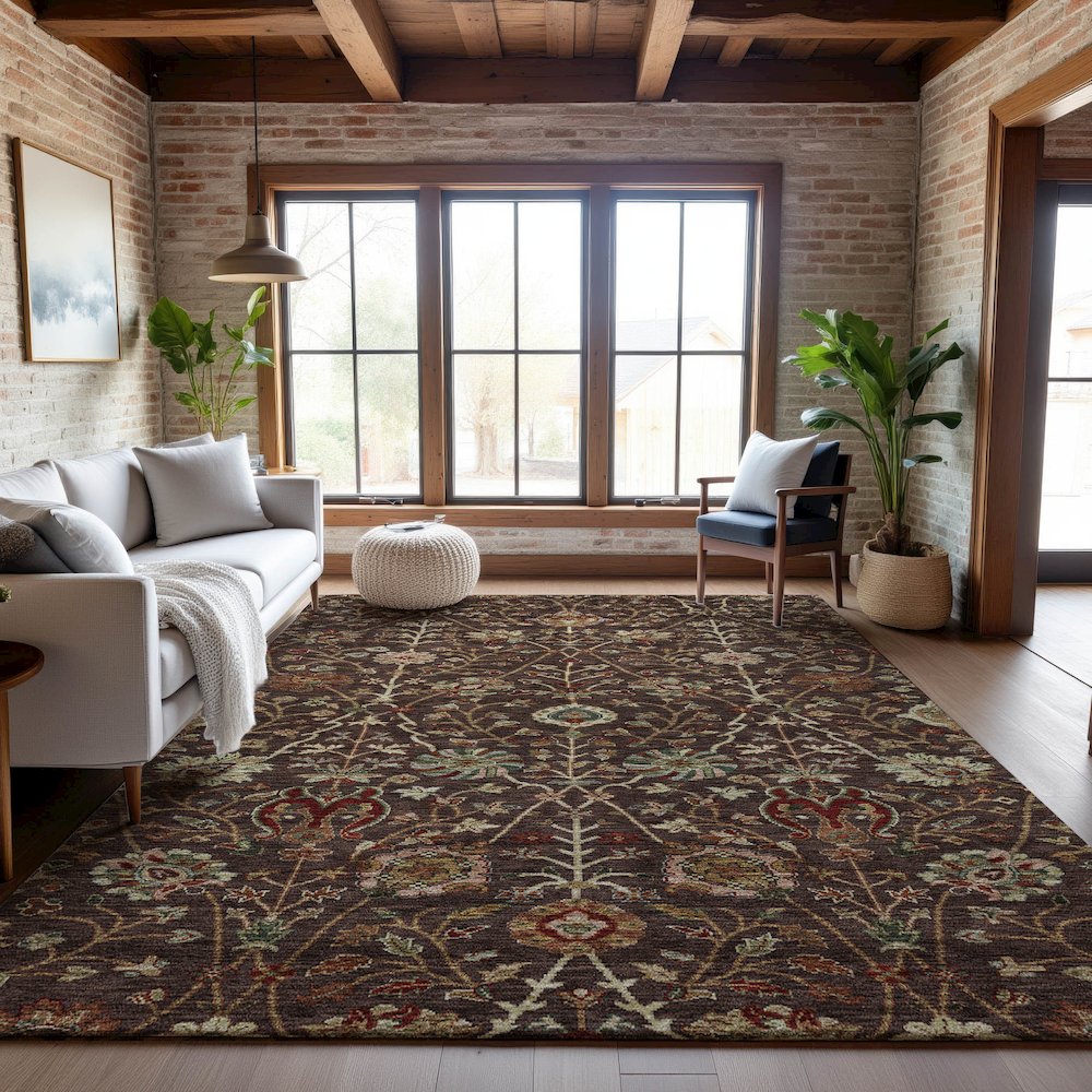 Premium Machine Washable Mayfield AMF1085 Chocolate 2'6" x 3'10" Rug. Picture 5