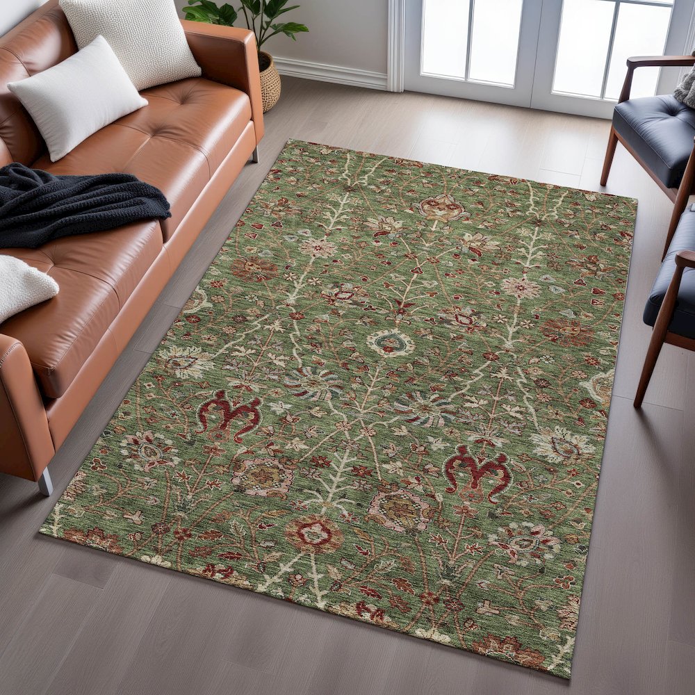 Premium Machine Washable Mayfield AMF1085 Fern 2'6" x 3'10" Rug. Picture 6