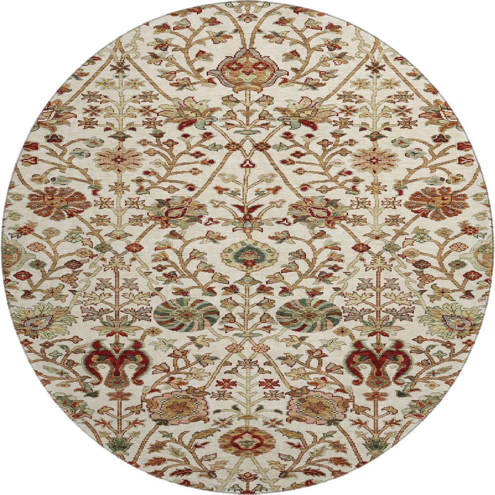 Premium Machine Washable Mayfield AMF1085 Ivory 8' x 8' Round Rug. Picture 1