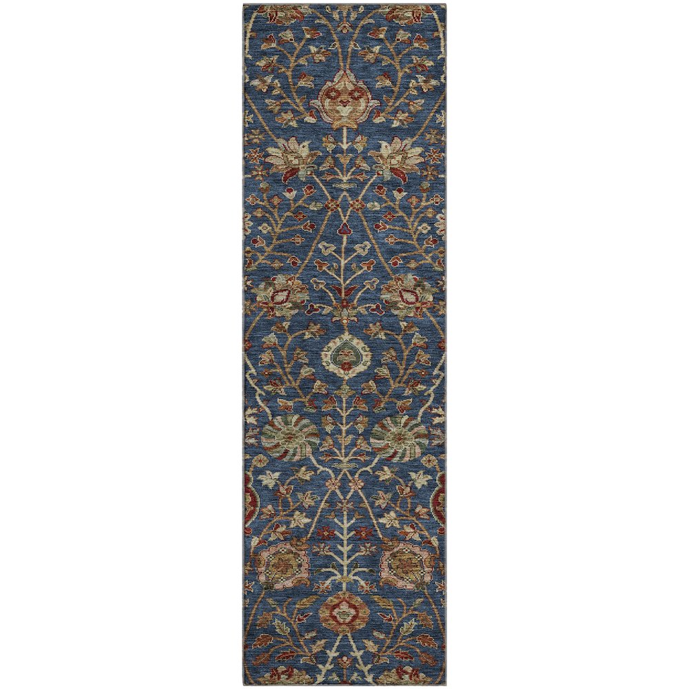 Premium Machine Washable Mayfield AMF1085 Navy 2'3" x 7'6" Runner Rug. Picture 1