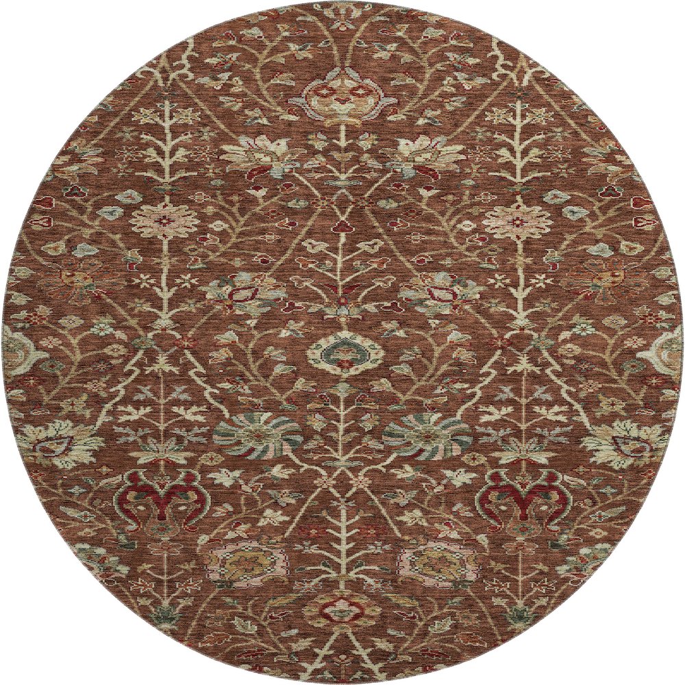 Premium Machine Washable Mayfield AMF1085 Paprika 8' x 8' Round Rug. Picture 1