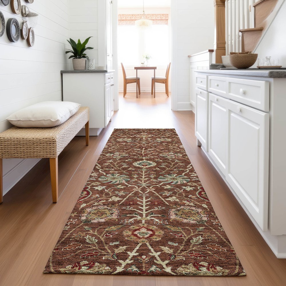 Premium Machine Washable Mayfield AMF1085 Paprika 2'3" x 7'6" Runner Rug. Picture 5
