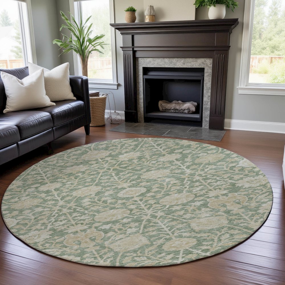 Premium Machine Washable Mayfield AMF1086 Aloe 8' x 8' Round Rug. Picture 5