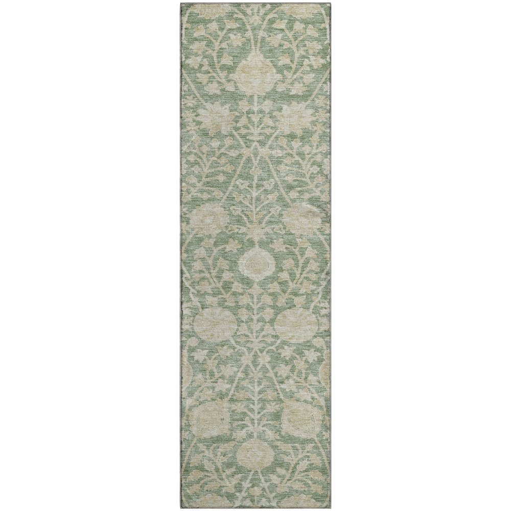 Premium Machine Washable Mayfield AMF1086 Aloe 2'3" x 7'6" Runner Rug. Picture 1