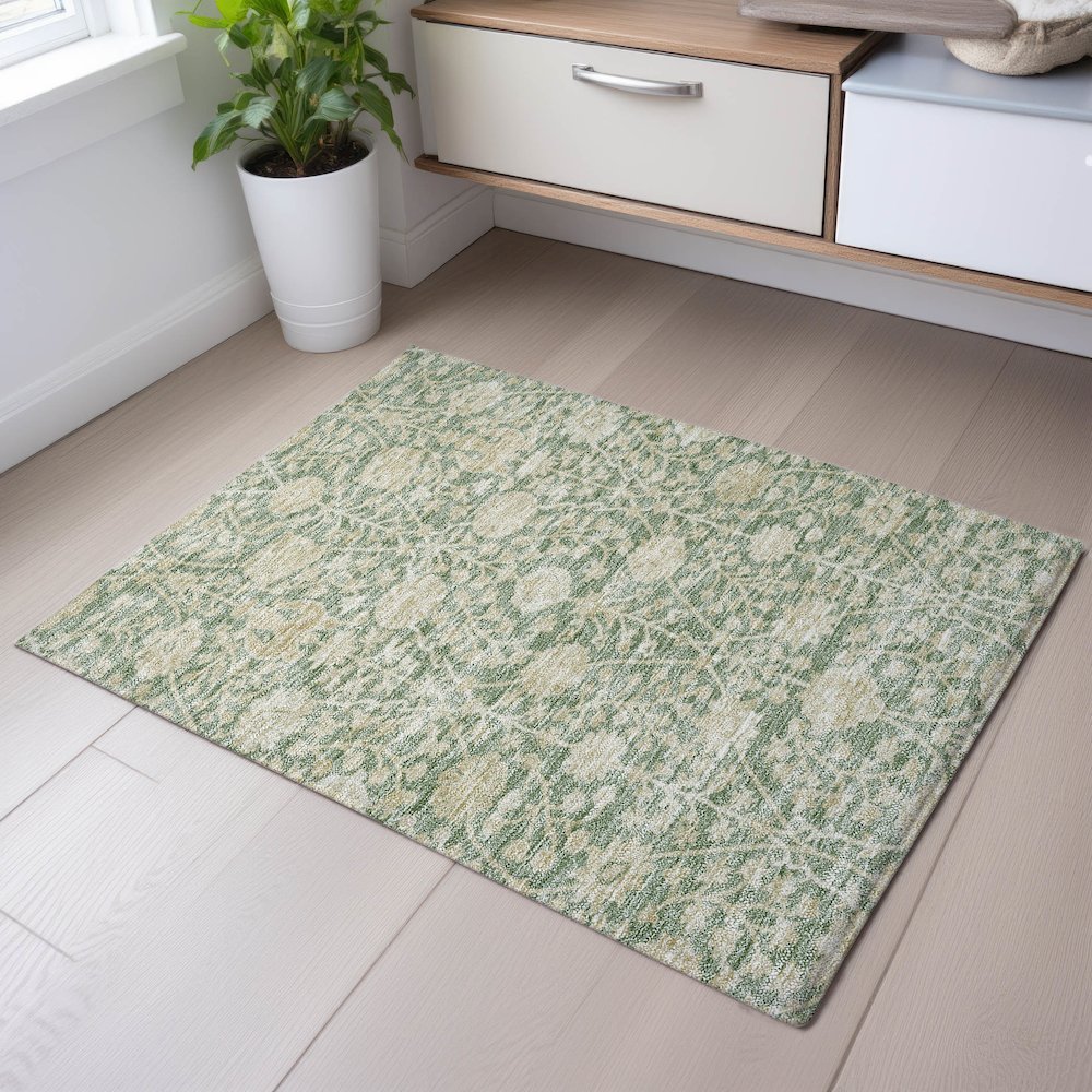 Premium Machine Washable Mayfield AMF1086 Aloe 1'8" x 2'6" Rug. Picture 5